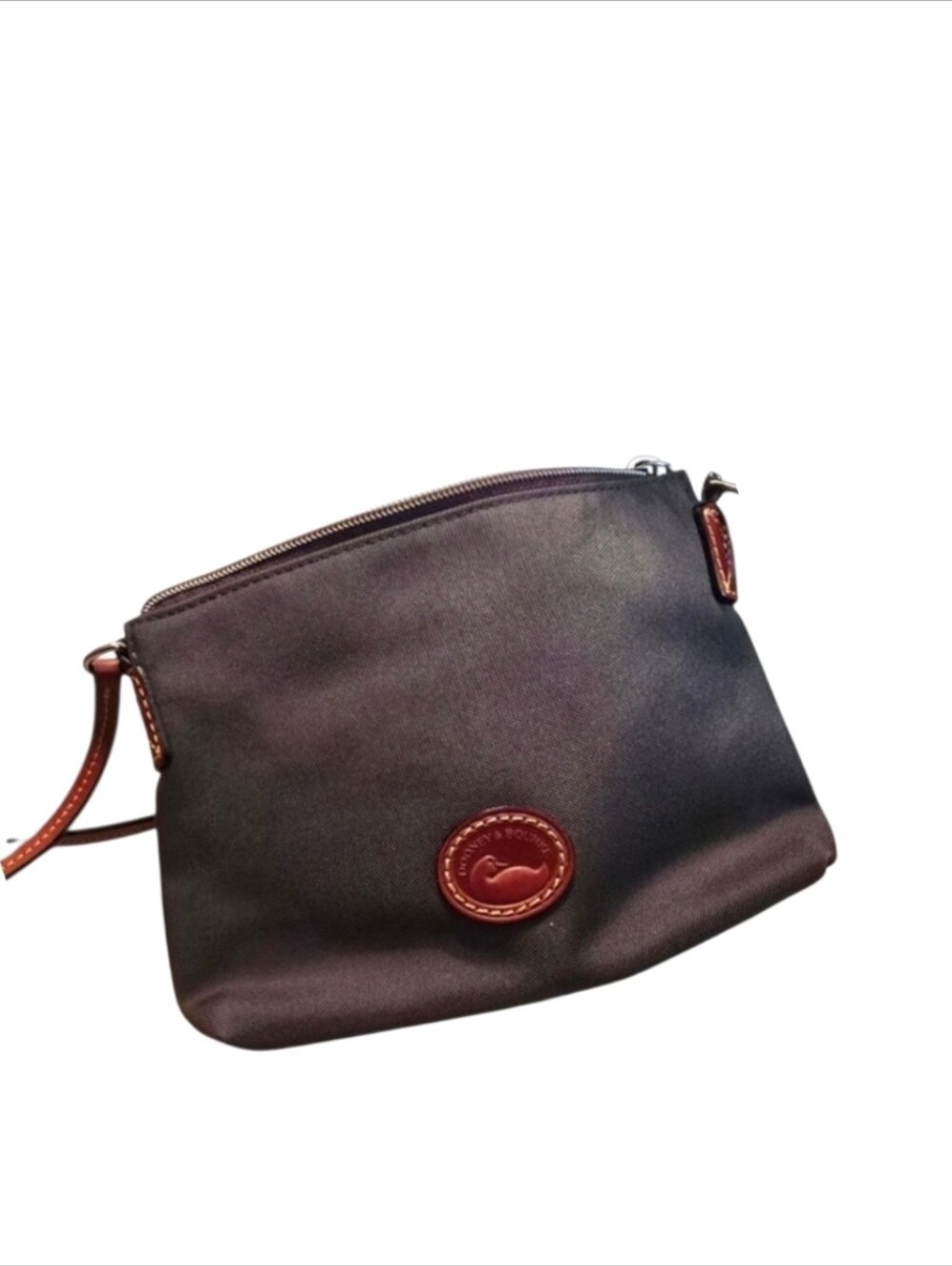 Dooney & Bourke Green Brown Leather Accents  Crossbody Bag 6-1/4" H 8-1/2"W